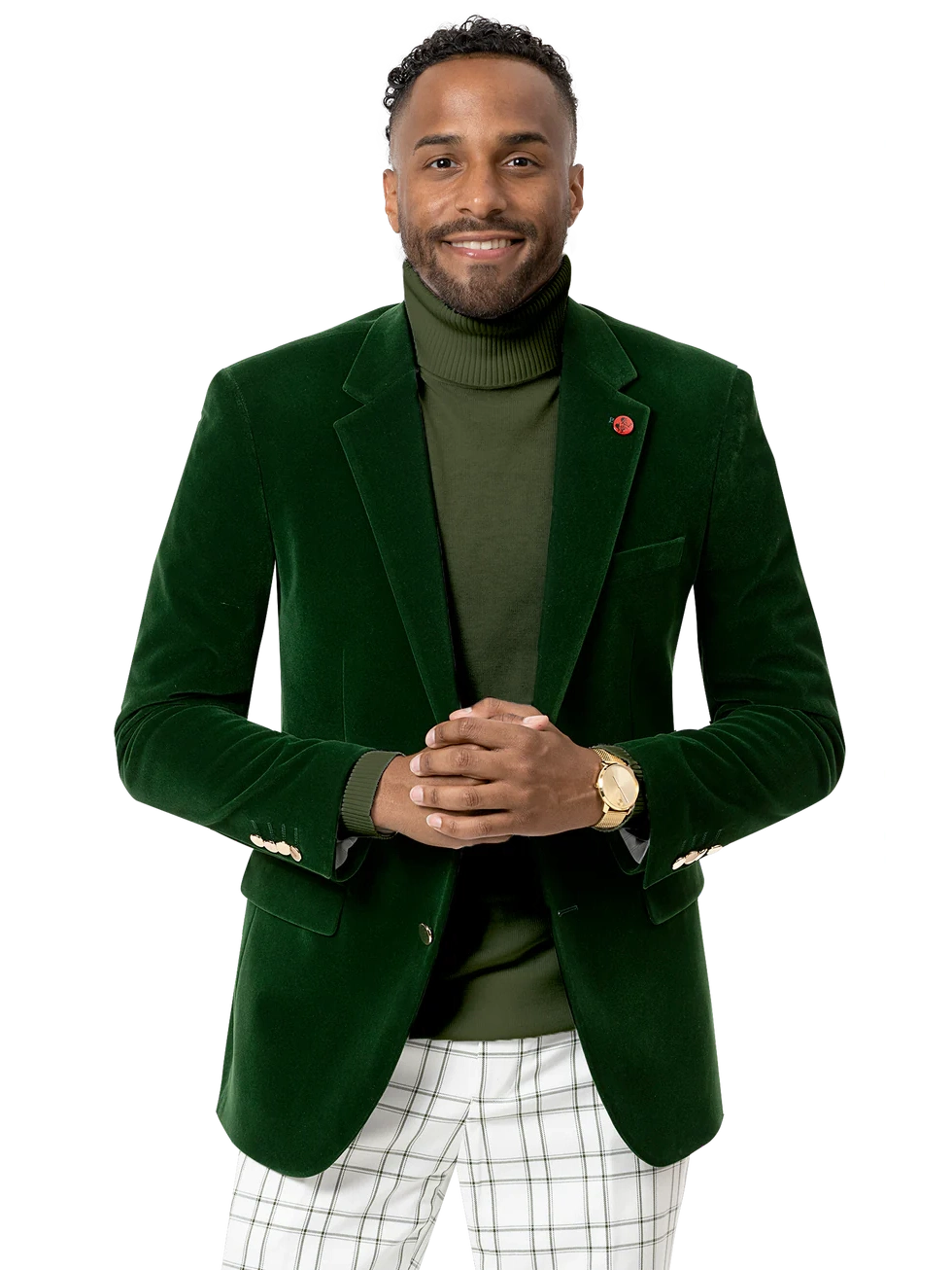 Versatile Knitwear Kent & Park Men's Velvet Solid Green Classic Fit Blazer Sportcoat