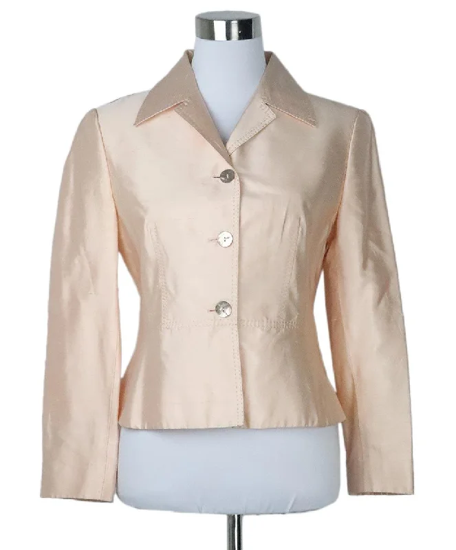 Outdoor Essentials Alberta Ferretti Peach Silk Blazer sz 4