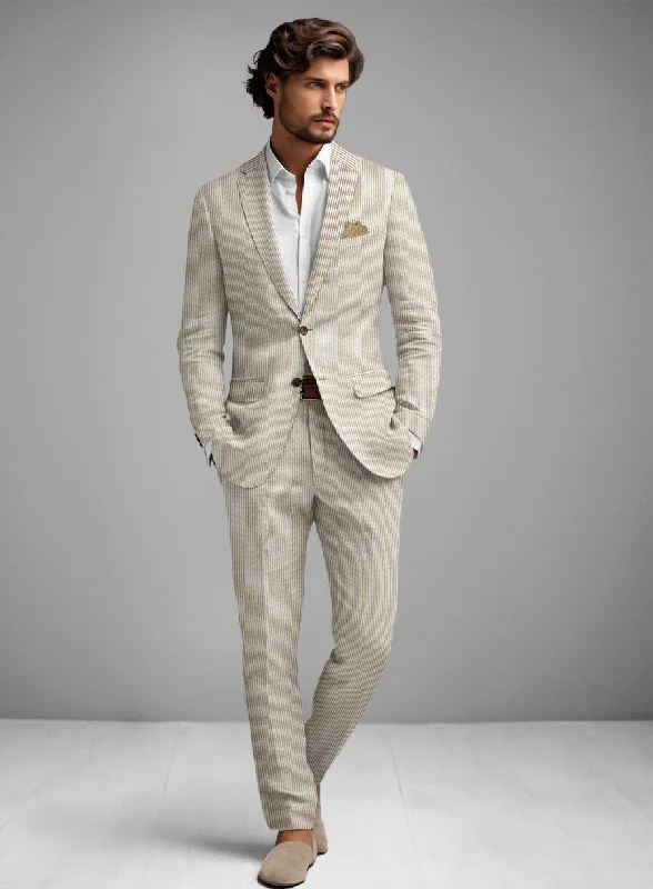 Effortless Comfort Tan Seersucker Suit