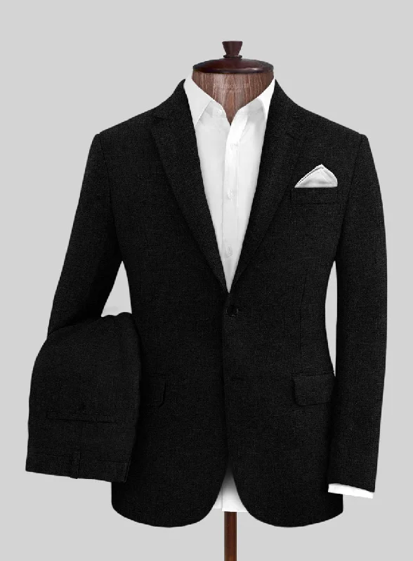 Premium Outerwear Black Linen Suit