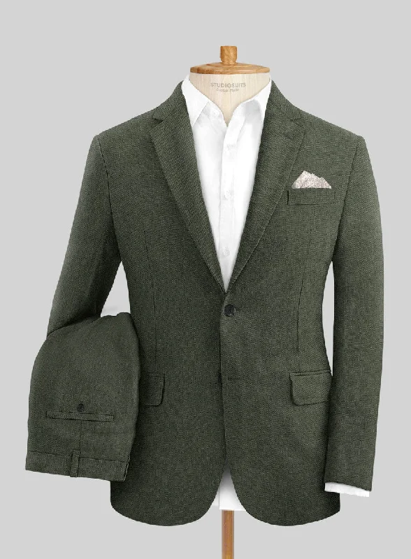 Easy Fit Italian Dark Green Linen Suit