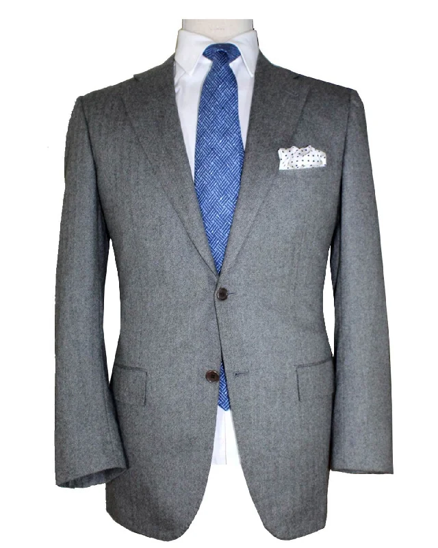 Urban Comfort Wear Kiton Cashmere Sport Coat Gray Herringbone - EUR 56/ US 44 R REDUCED SALE