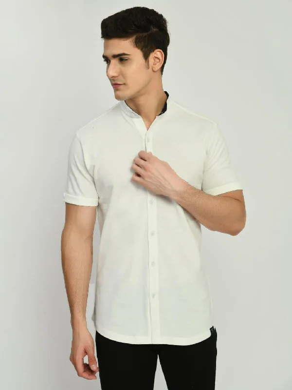 Active Essentials Men's Solid Mandarin Collar Short Sleeve Shirt