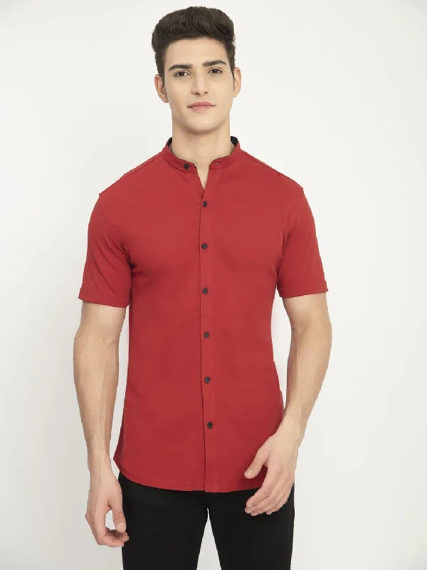 Lightweight Apparel Men's Solid Mandarin Collar Short Sleeve Shirt