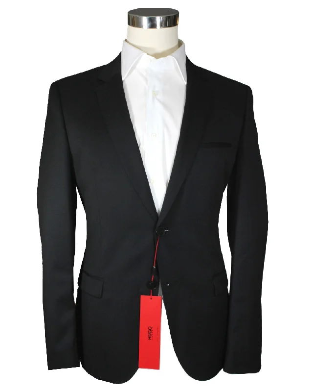 Urban Gear Hugo Boss Sport Coat Black - Virgin Wool Blazer EU 46 / US 36 L Slim Fit REDUCED - SALE