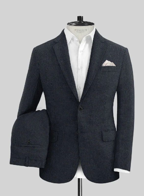 Comfortable Shirts Dark Blue Linen Suit