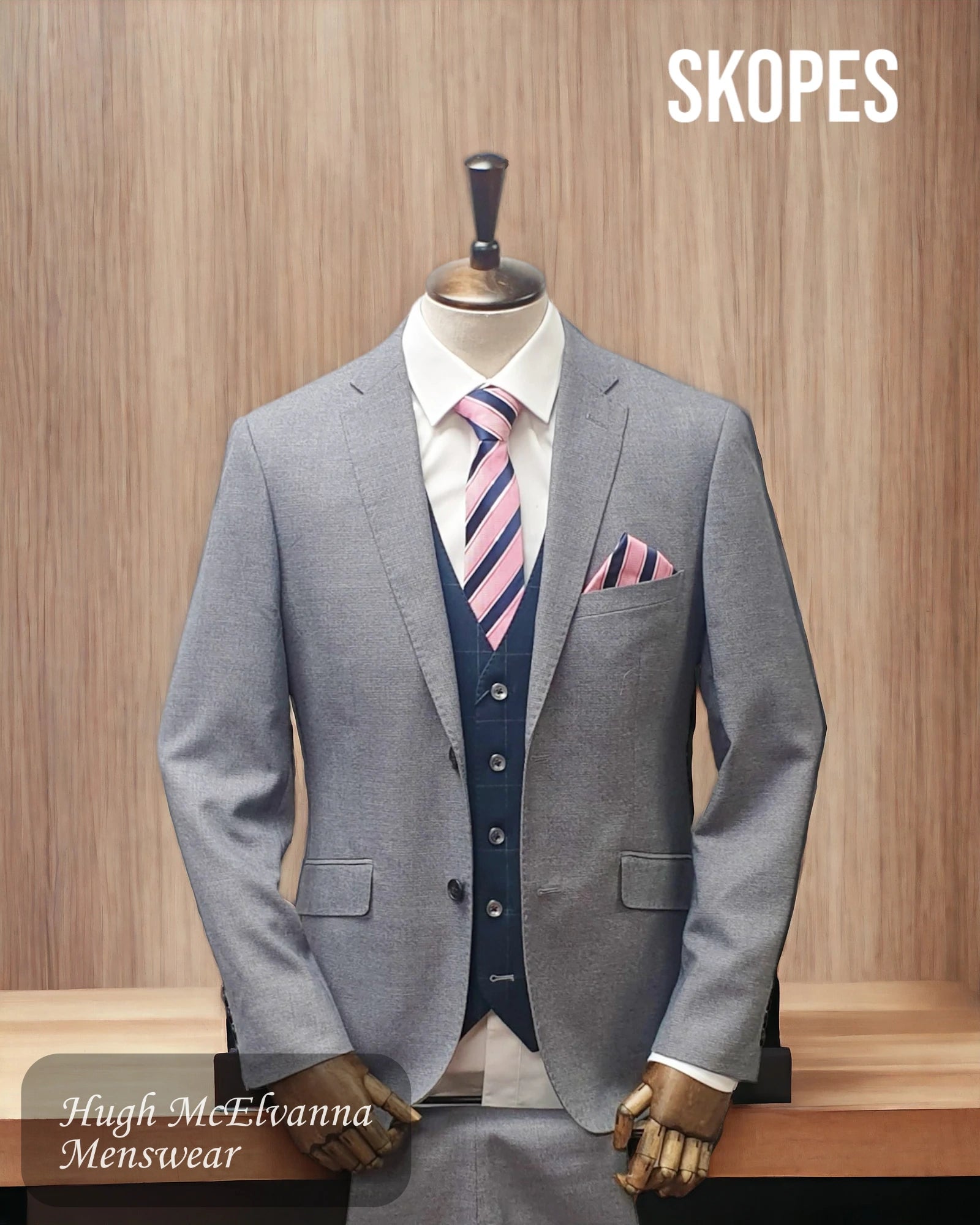 Casual Essentials Skopes HARCOURT Slim Fit Silver Textured 2Pc. Suit Style: MM3393