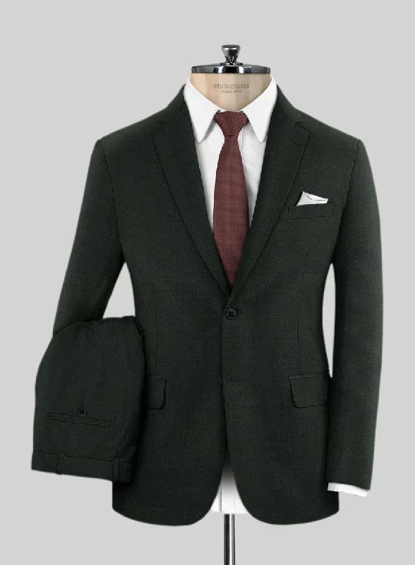 Warm Wear Stretch Green Wool Suit