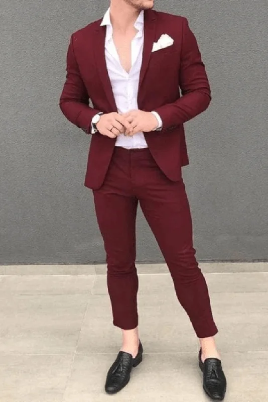 Everyday Jackets Men Wedding Suite Burgundy Bespoke Suite and Formal Slim Fit 2 Piece Suite Men Prom Suite