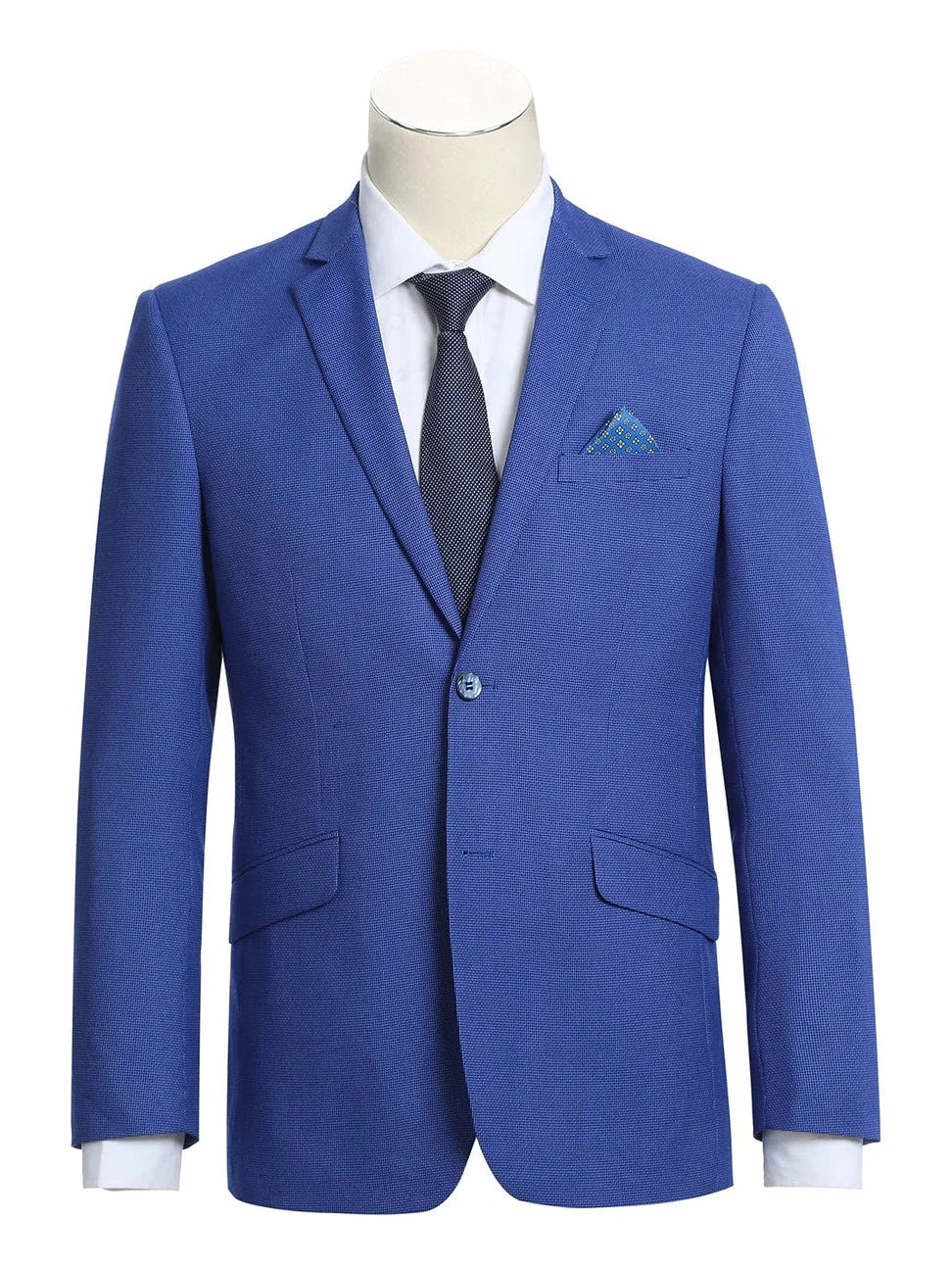 Relaxed Activewear Raphael Men's Blue Textured Slim Fit Blazer Sportcoat