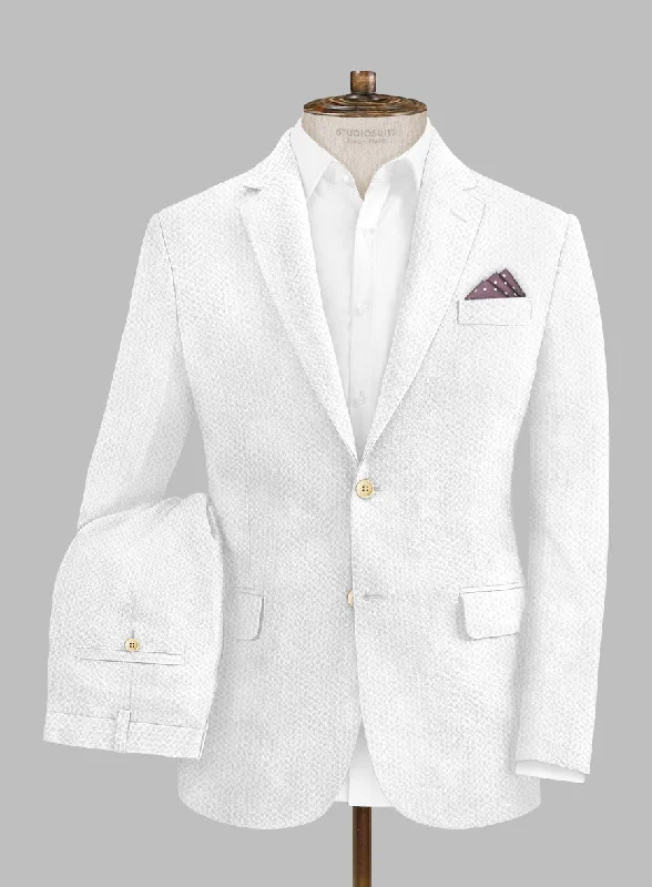 Casual Layers Solbiati White Seersucker Suit