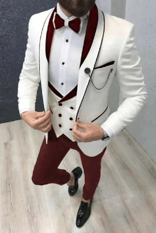 Street Gear Men Suits white 3 Piece Suit Groom Wear Suits Men wedding Suit Tuxedo Suit Men 3 Piece Suits Prom Suits