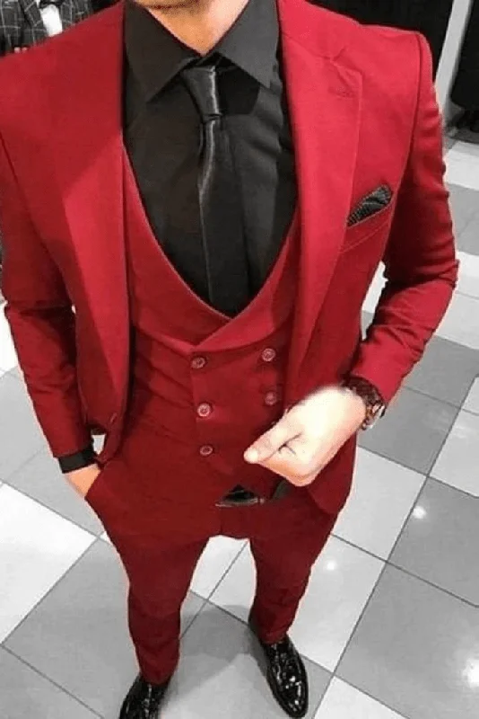 Casual Essentials Men Suits Wedding Red 3 Piece Suit Groom Wear Suits for men Men party wear Suit Tuxedo Suit Men 3 Piece Suits Prom Suit