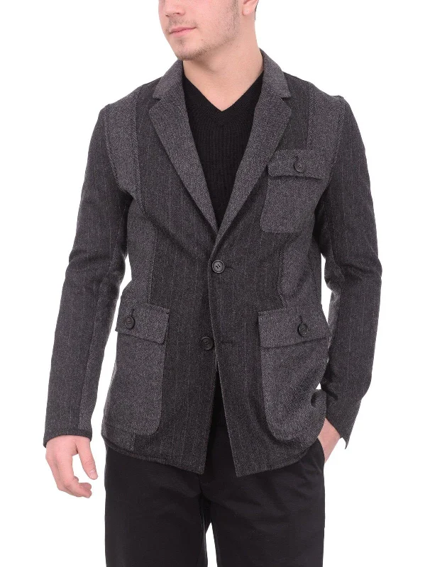 Modern Casuals Mens Extra Slim Fit Napoli Gray Patchwork Unlined Unstructured Wool Sportcoat