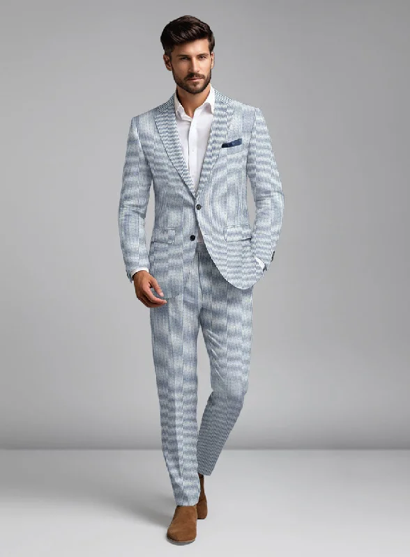 Relaxed Fits Blue Seersucker Suit