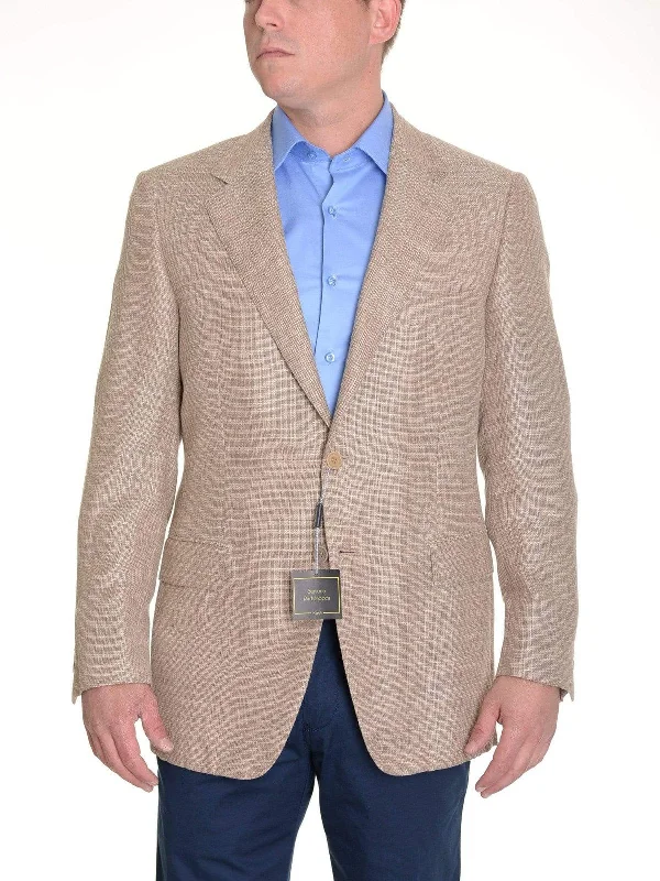 Sporty Looks Sartoria Partenopea 40R 50 Brown Tan Wool Linen Silk Men's Blazer Sportcoat