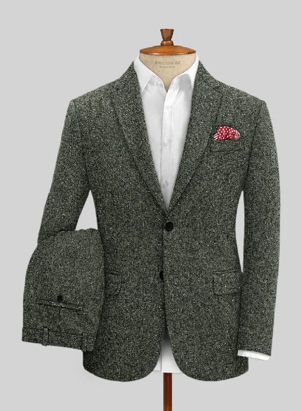 Sporty Jackets Dark Olive Flecks Donegal Tweed Suit