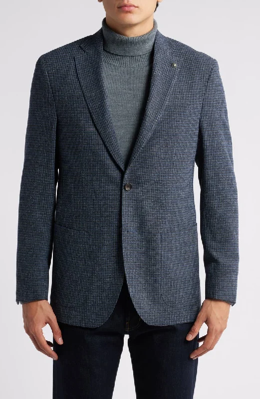 Everyday Comfort Wear Hampton Blue and Charcoal Check Jersey Sport Jacket C01206