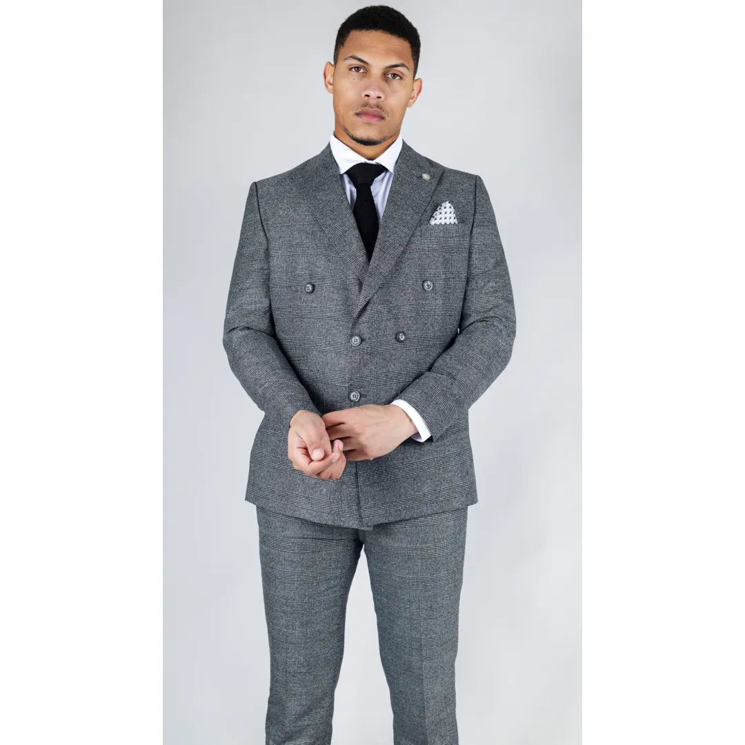 Cool Casuals STZ90 - Men's Grey Double Breasted 2 Piece Suit