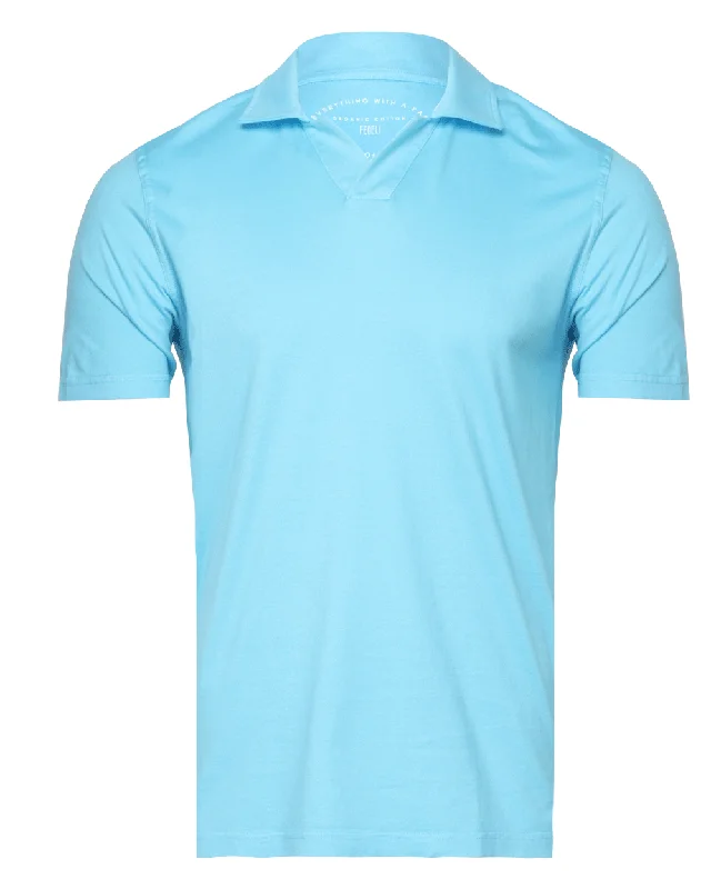 Street-Friendly Wear Sky Blue Jersey Polo