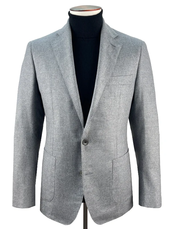 Cozy Looks Adria Blazer - Light Grey Silk & Wool Basketweave