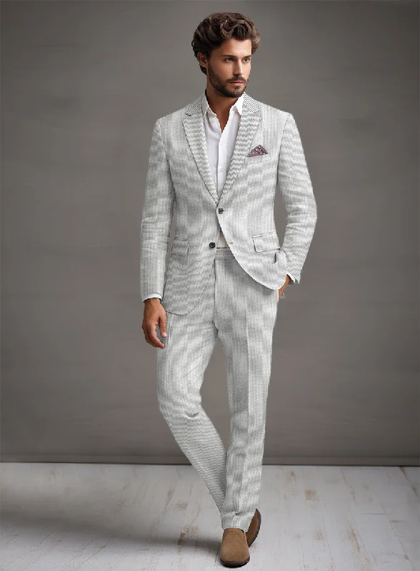 Sporty Styles Gray Seersucker Suit