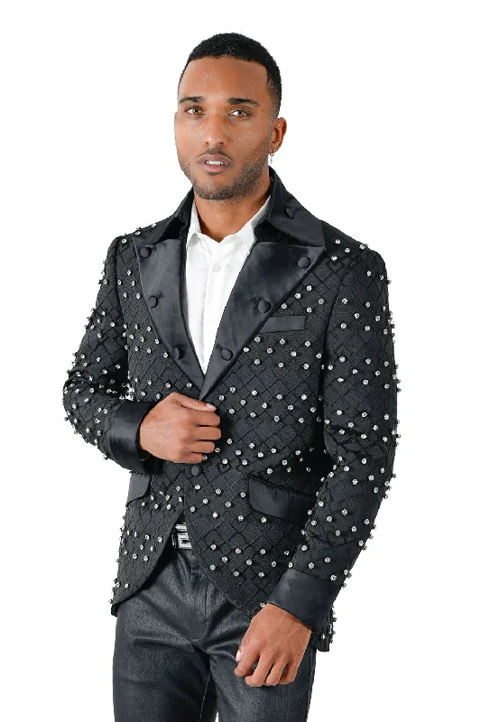 Street Gear Barabas BL3064 Jump On Stage Slim Fit Blazer With Rine Stones  BL3064 Black