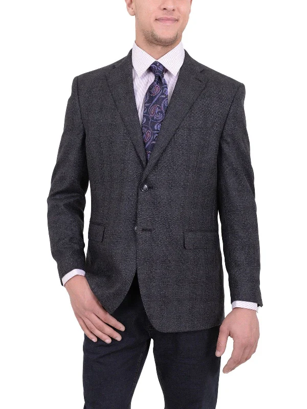 Easy Pants I Uomo Classic Fit Gray Plaid Two Button Wool Blazer Sportcoat