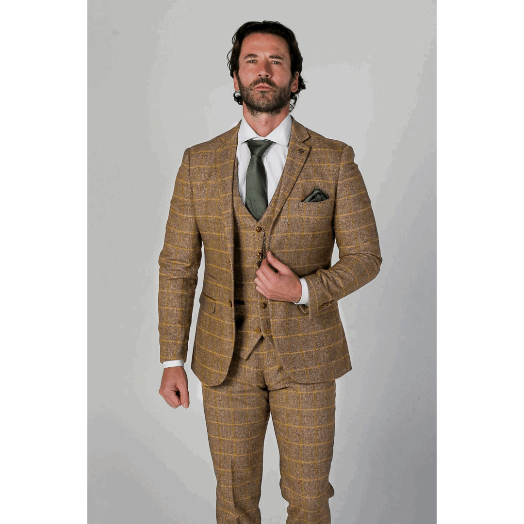 Light T-shirts Harris - Men's Brown 3 Piece Tweed Suit