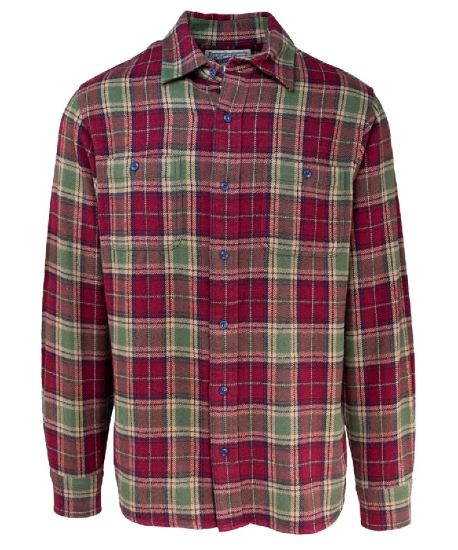 Relaxed Casuals Schott NYC Men's Plaid Flannel Shirt - Burgundy