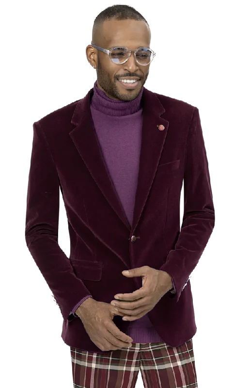 Stylish Looks Kent & Park J134 Velvet Slim Fit Blazer Burgundy