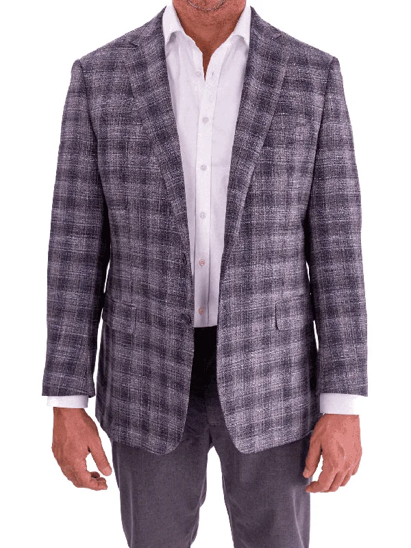 Warm Outerwear Blujacket Gray Blue Plaid Regular Fit Botto Giuseppe Wool Blend Blazer Sportcoat