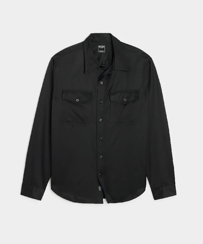 Urban Look Japanese Sateen Utility Shirt in Black