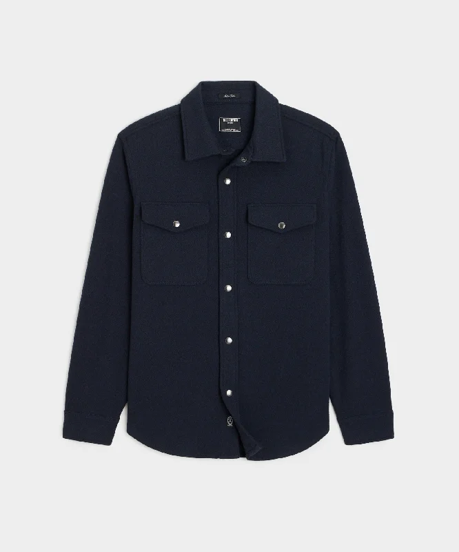 Relaxed Looks Knit Military Shirt in Navy