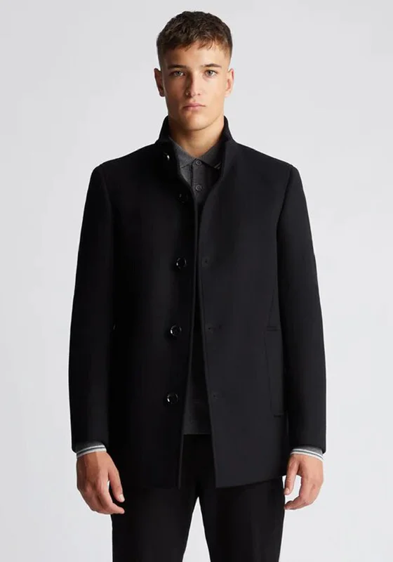 Soft Layers Remus Uomo Jonah Wool-Blend Tailored Coat, Black