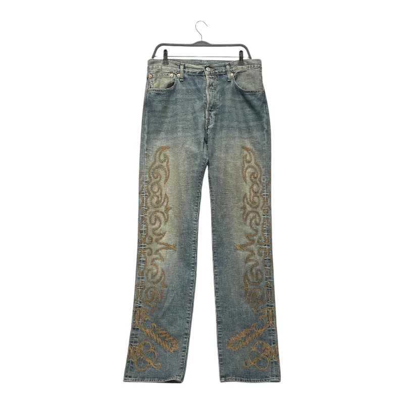 Outdoor Clothing DENIM TEARS/Levi's/Bootcut Pants/34/Denim/BLU/All Over Print/